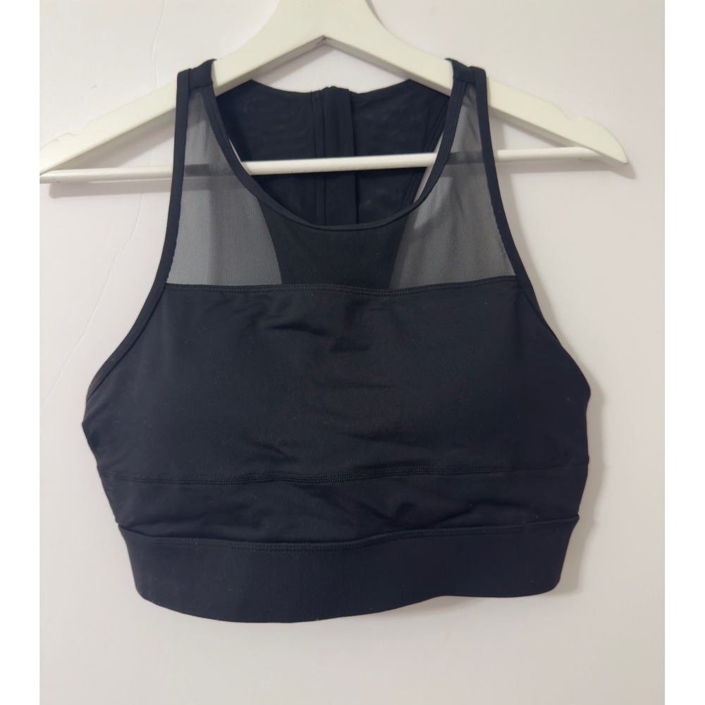 CYSM Black Mesh Racerback Zipper Front Sports Bra Women's Activewear Size‎ M